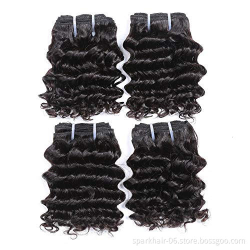 Spark 10A Deep Wave  Bundles Short Brazilian Vingin Hair Weave Bundles Deep Wave Curly Human Hair Bundles Sew in Extension